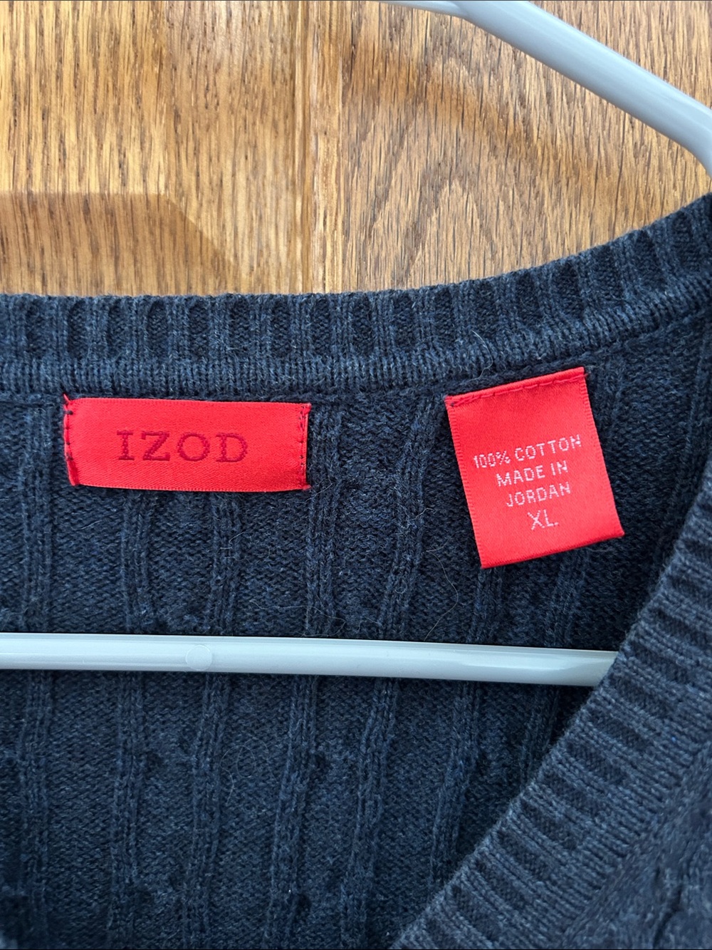 Izod Men's V-Neck Cable Knit Sweater - Navy image 3